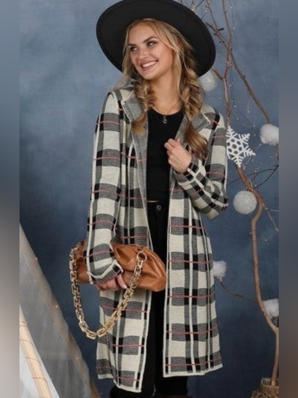 NWT - Women’s Plaid Open-Front Sweater Cardigan